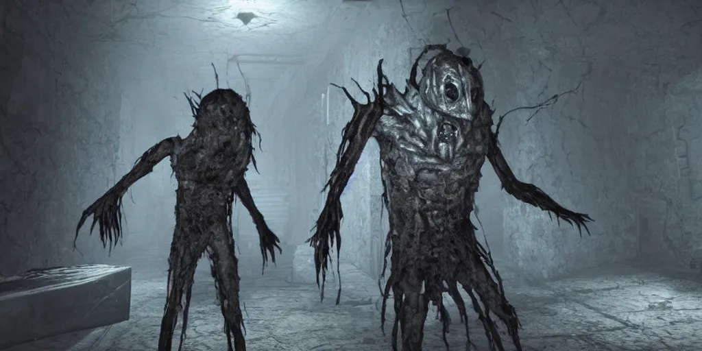 Prompt: capture of new creature from the horror game Amnesia: Darky dark dark (released 2026)