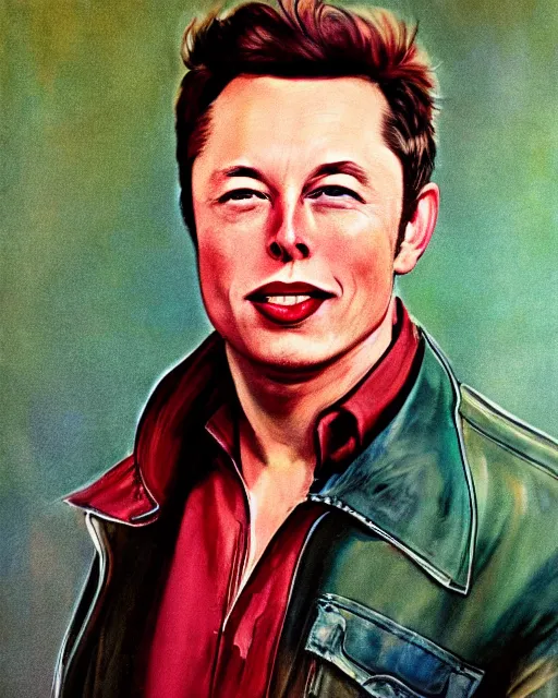 Prompt: a portrait of a 1 9 6 0 s hippie looking like elon musk