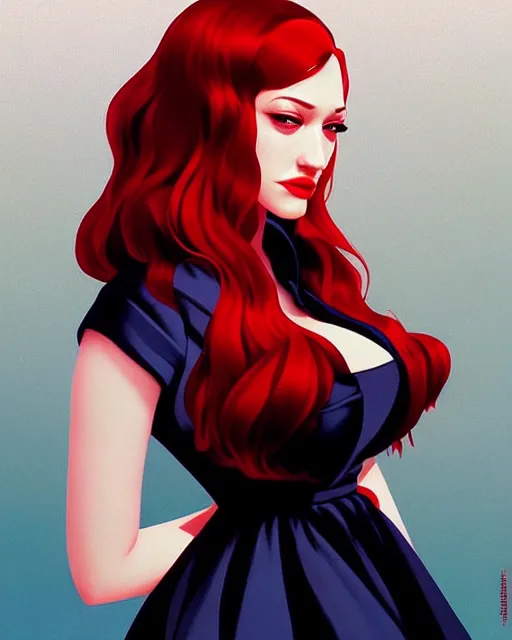 Image similar to kat dennings christina hendricks jennifer tilly, in a dress, by wlop and ilya kuvshinov and artgerm, gorgeous beautiful, stunning, deviant