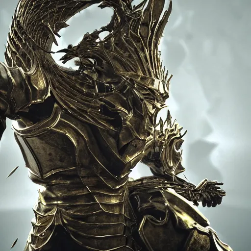 Image similar to ornstein from dark souls, octane render, unreal engine, volumetric lightning, quality, intricate design, detailed, 8 k