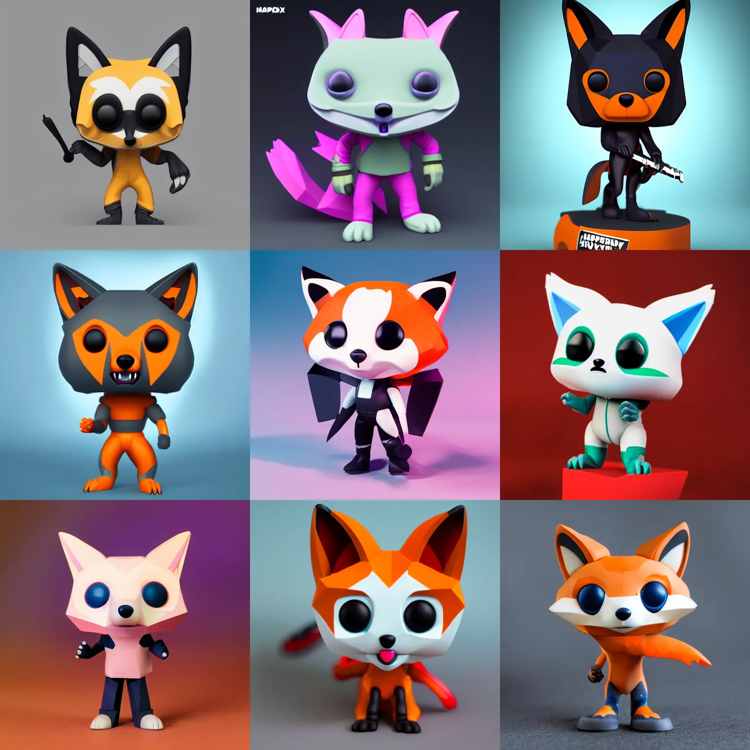 Prompt: Happylookingfox funko-pop, isometric 3D, polygon, 8k HD, detailed