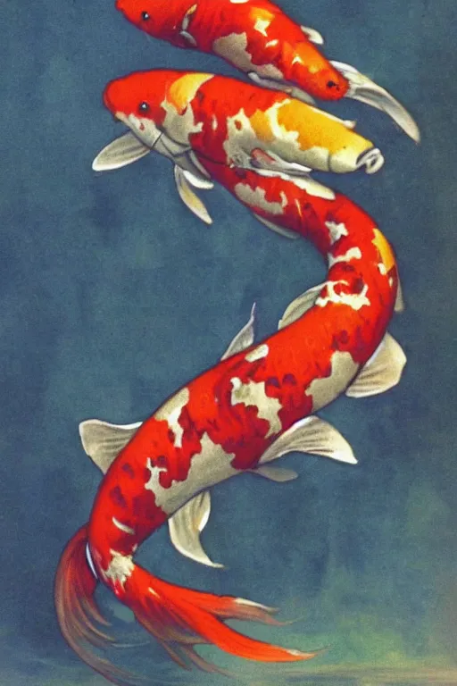 Prompt: a koi fish!! fighter robot by Frank Frazetta