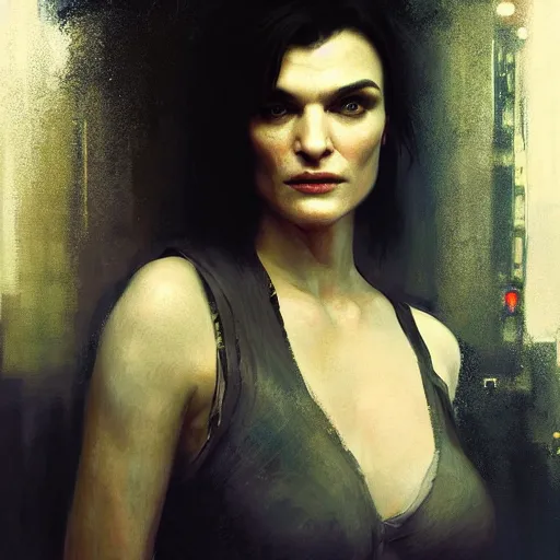 Prompt: rachel weisz, hyperrealistic portrait, bladerunner street, art of elysium by jeremy mann and alphonse mucha, fantasy art, photo realistic, dynamic lighting, artstation, poster, volumetric lighting, very detailed face, 4 k, award winning