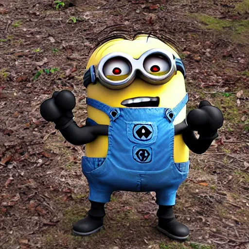 Prompt: trail cam image of a minion 1800s aerial footage