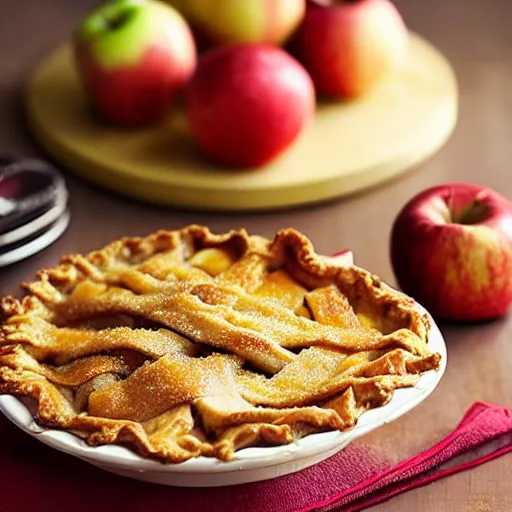 Prompt: crisp apple pie topped with cheddar cheese, cookbook photo