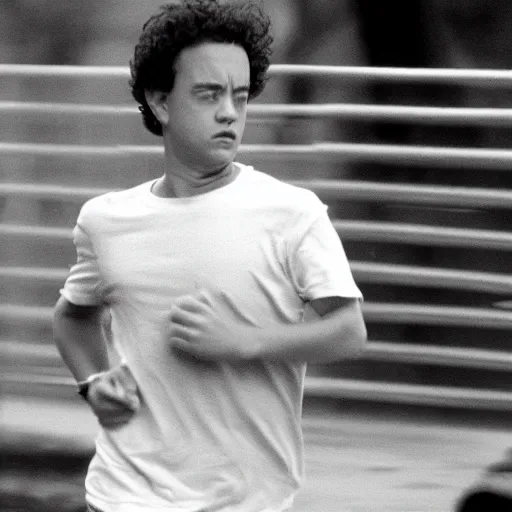 Prompt: young tom hanks running