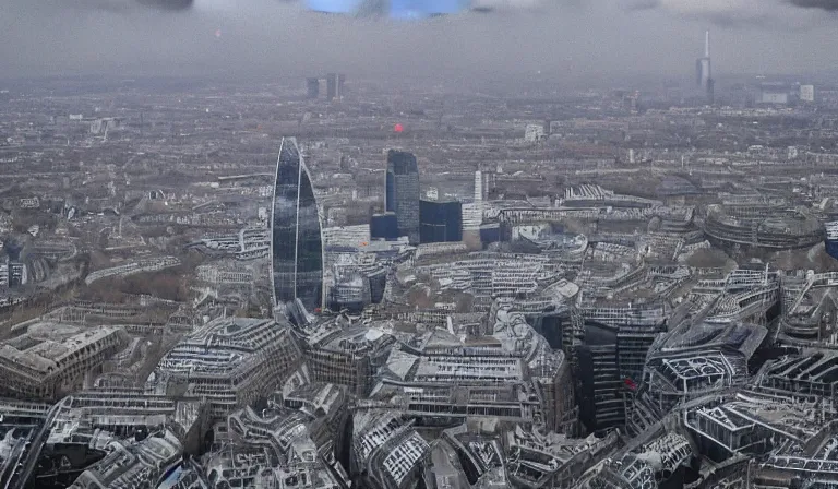 Prompt: city of london being vaporized by the death star high up in the atmosphere, rapheal lacoste style,