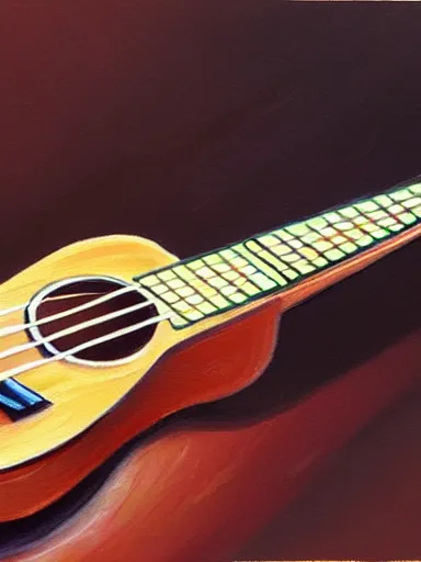 Image similar to highly detailed painting of an ukulele, digital painting, artstation, realistic, vignette