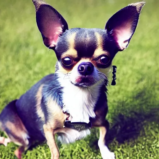 Image similar to chihuahua dog with big ears playing the blues guitar