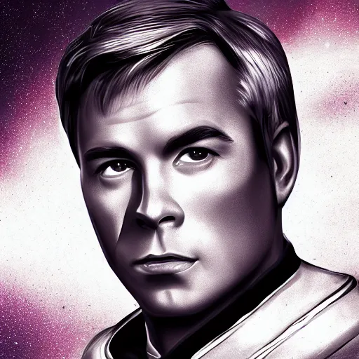 Image similar to captain james kirk, digital art