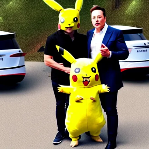 Prompt: elon musk wearing a pikachu costume