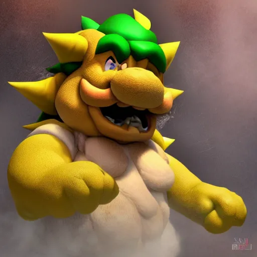 Image similar to bowser doing cocaine, realistic, 4 k, render