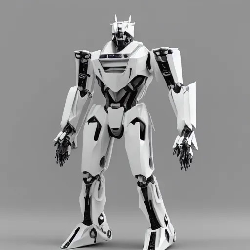 Image similar to mecha suit , white android , cyber punk armor , white armor , white transformer like humanoid, 8k , 8octane render