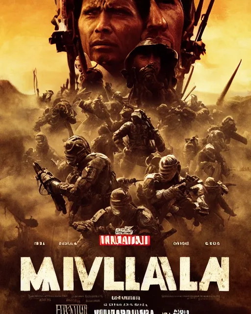 Prompt: Movie poster of the invasion of Mali, Highly Detailed, Dramatic, Heroes, A master piece of storytelling, wide angle, cinematic shot, highly detailed, cinematic lighting, by frank frazetta + ilya repin , 8k, hd, high resolution print