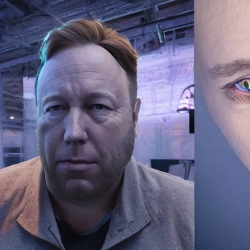 Image similar to hyperrealistic mixed media image of info wars alex jones with ( bullfrog face ), stunning 3 d render inspired art by xiang duan and thomas eakes and greg rutkowski, perfect facial symmetry, hyper realistic attributes and atmosphere, dim volumetric cinematic lighting, 8 k octane render, post - processing, masterpiece,