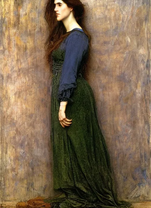 Image similar to a beautiful painting of jennifer connelly by John Everett Millais and Dante Gabriel Rossetti and John Collier and john william waterhouse, pre-raphaelite, detailed, hd