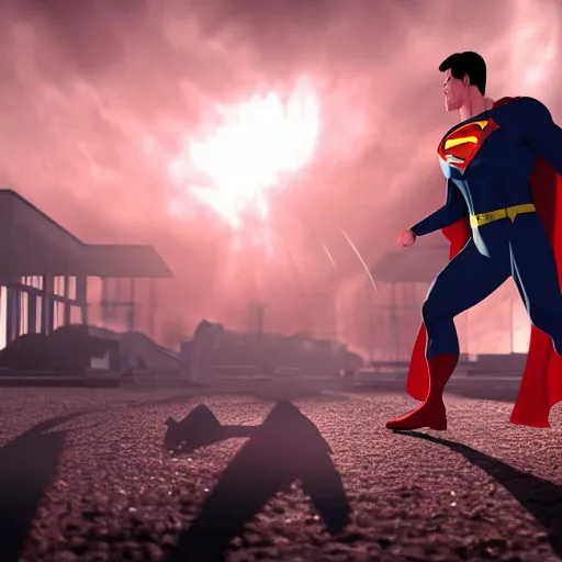 Prompt: superman fighting grim reaper, an eerie sense, cinematic, full - hd, ray tracing reflections