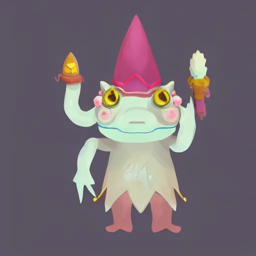 Image similar to a cute axolotl dressed as a wizard, trending on artstation