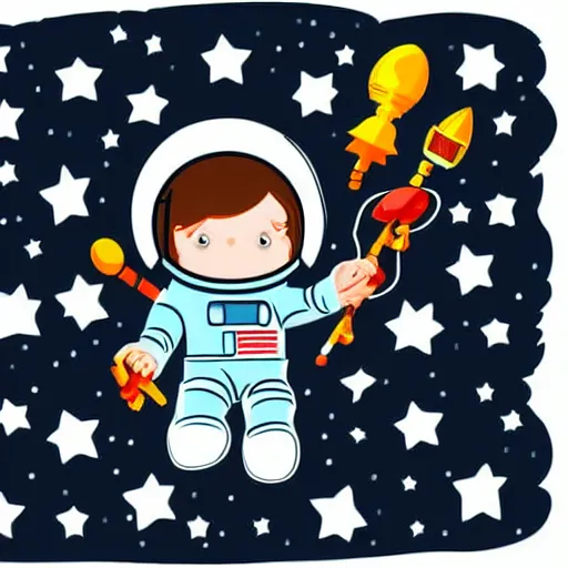 Image similar to cute astronaut sticker art, vector art, concept, white background