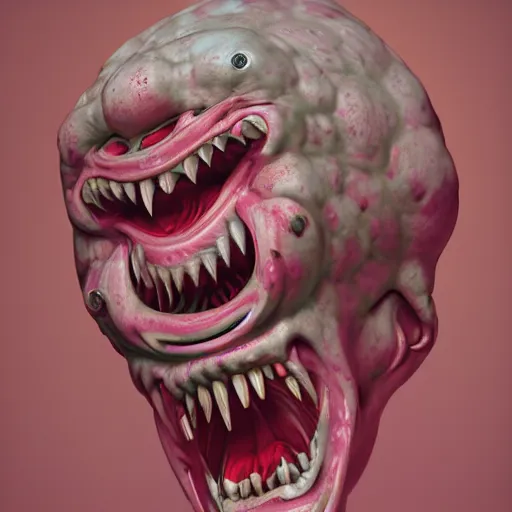 Image similar to pink scream by takashi murakami and zdzisław beksiński, 3d render, octane render, intricately detailed artwork, full 8k high quality resolution, recently just found unknown masterpiece