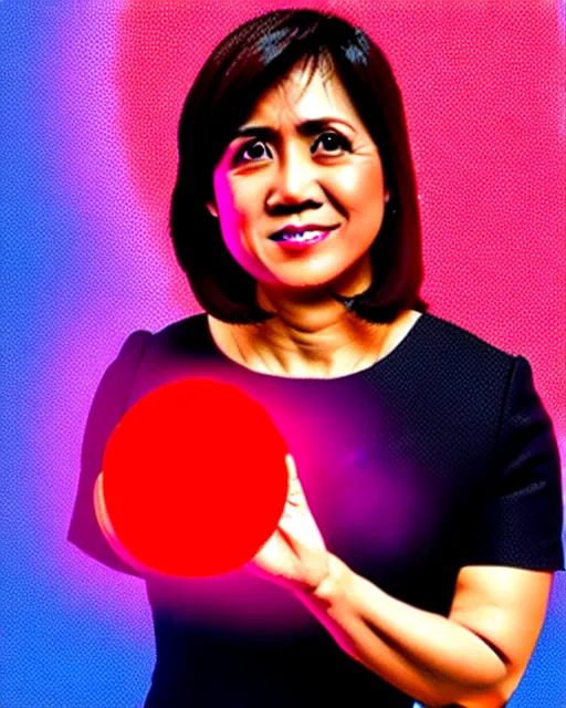 Image similar to leni robredo hadouken pose with red aura, stylish concept art,