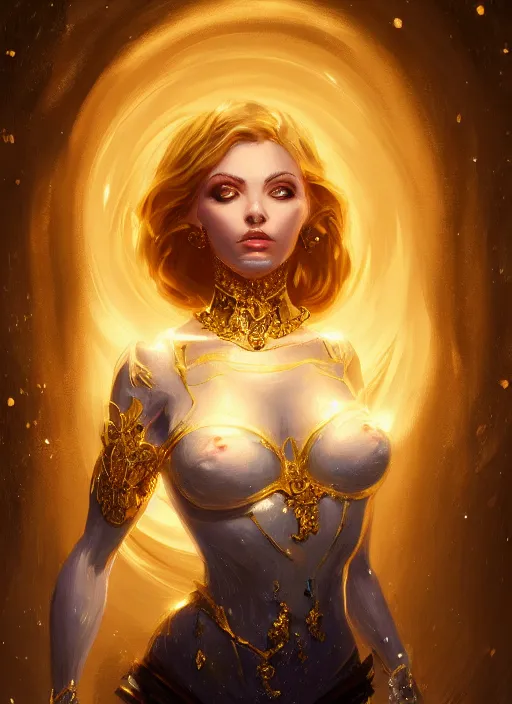 Image similar to clear portrait of a pale attractive women made of gold and moonstone, background hyper detailed, character concept, full body, dynamic pose, glowing lights intricate, elegant, highly detailed, digital painting, artstation, concept art, sharp focus, illustration, qwek dom