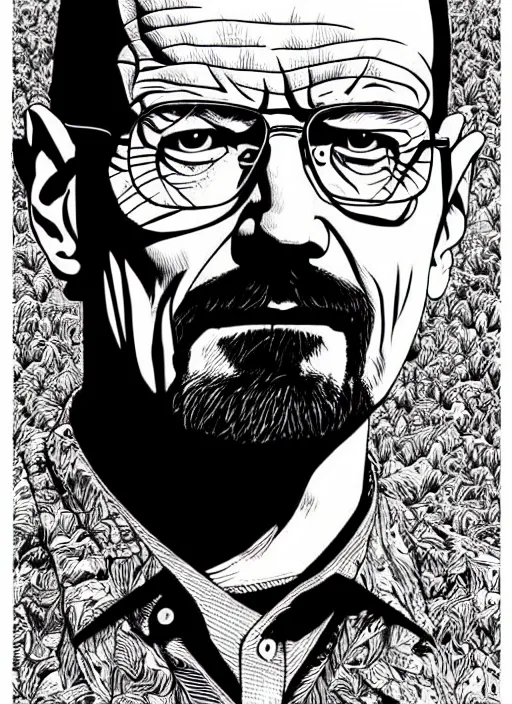 Image similar to portrait of walter white, intricate, highly detailed, illustration, art by junji ito, junji ito