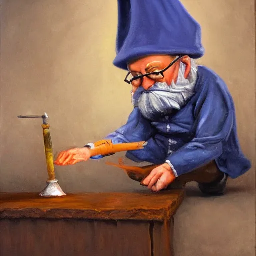 Prompt: an old professor experimenting with deadly gnomes, higly detailed, oil painting, mystic