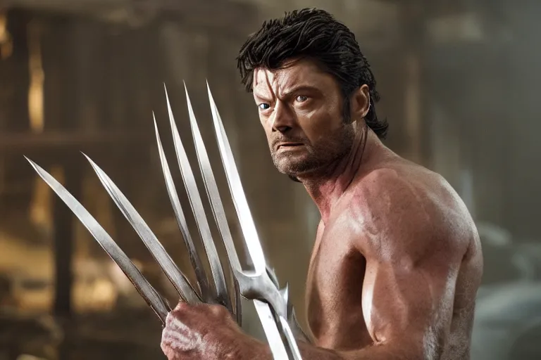 Image similar to film still of Karl Urban as wolverine in new X-men movie, 4k