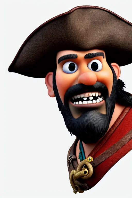 Prompt: portrait of the pirate blackbeard. pixar disney 4 k 3 d render funny animation movie oscar winning trending on artstation and behance. ratatouille style.