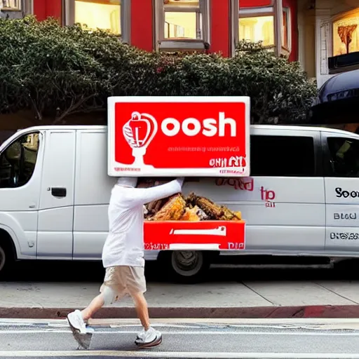 Image similar to social media ad for a food delivery company called 'DoorDash' delivering food in San Fransisco