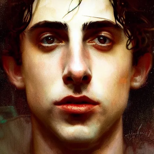 Image similar to timothee chalamet, hyperrealistic portrait, bladerunner street, art of elysium by jeremy mann and alphonse mucha, fantasy art, photo realistic, dynamic lighting, artstation, poster, volumetric lighting, very detailed face, 4 k, award winning