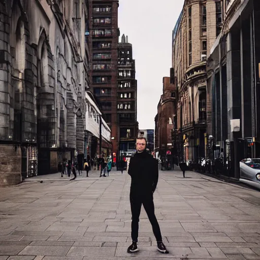 Image similar to “kick-boxer Emory Andrew Tate III standing in Liverpool city centre, beautiful, gorgeous, 8k”