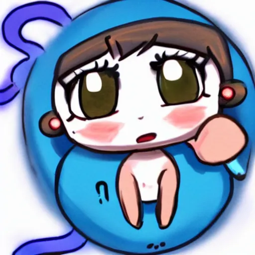 Prompt: the most cutest adorable happy picture of a blue ball, key hole on blue ball, chibi style, adorably cute, enhanched, deviant adoptable, digital art Emoji collection