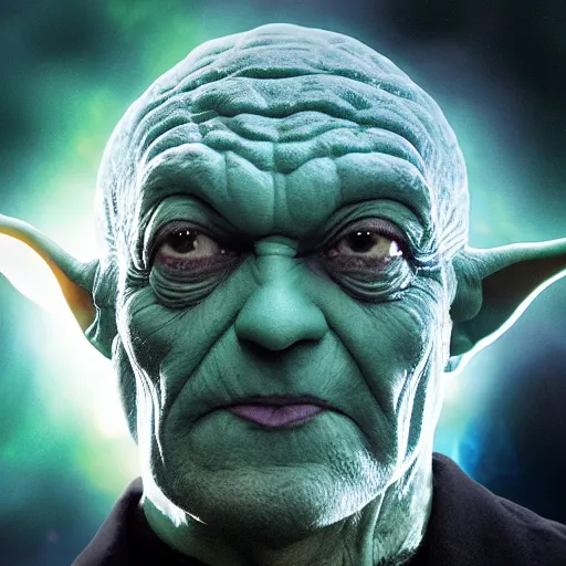 Image similar to photo of hybrid of dr manhattan and yoda