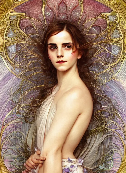 Prompt: Emma Watson as Godness of Love, cute, fantasy, intricate, elegant, highly detailed, digital painting, 4k, HDR, concept art, smooth, sharp focus, illustration, art by alphonse mucha,artgerm, H R Giger, beautiful detailed intricate insanely detailed octane render, 8K artistic photography, photorealistic,