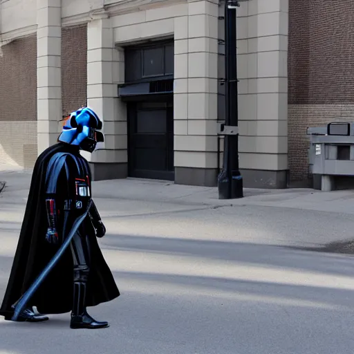 Prompt: darth vader waling on the streets of winnipeg