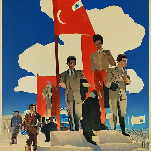 Image similar to a detailed and complex, highly detailed, concept art, soviet propaganda poster depicting glorious office workers. painting by irakli toidze