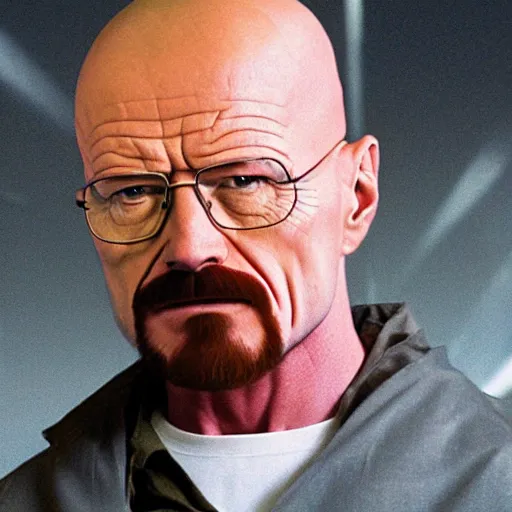 Prompt: Walter white is cosplaying asuka from evangelion