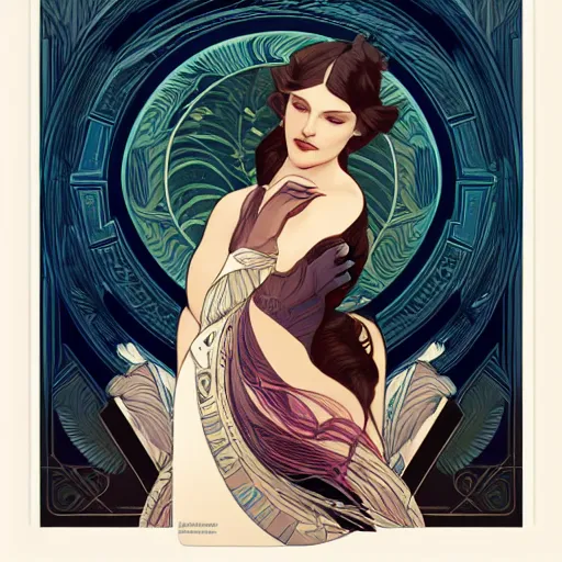 Image similar to art deco vector pattern, elegant, intricate, digital painting, smooth, sharp focus, illustration, art by artgerm and greg rutkowski and alphonse mucha