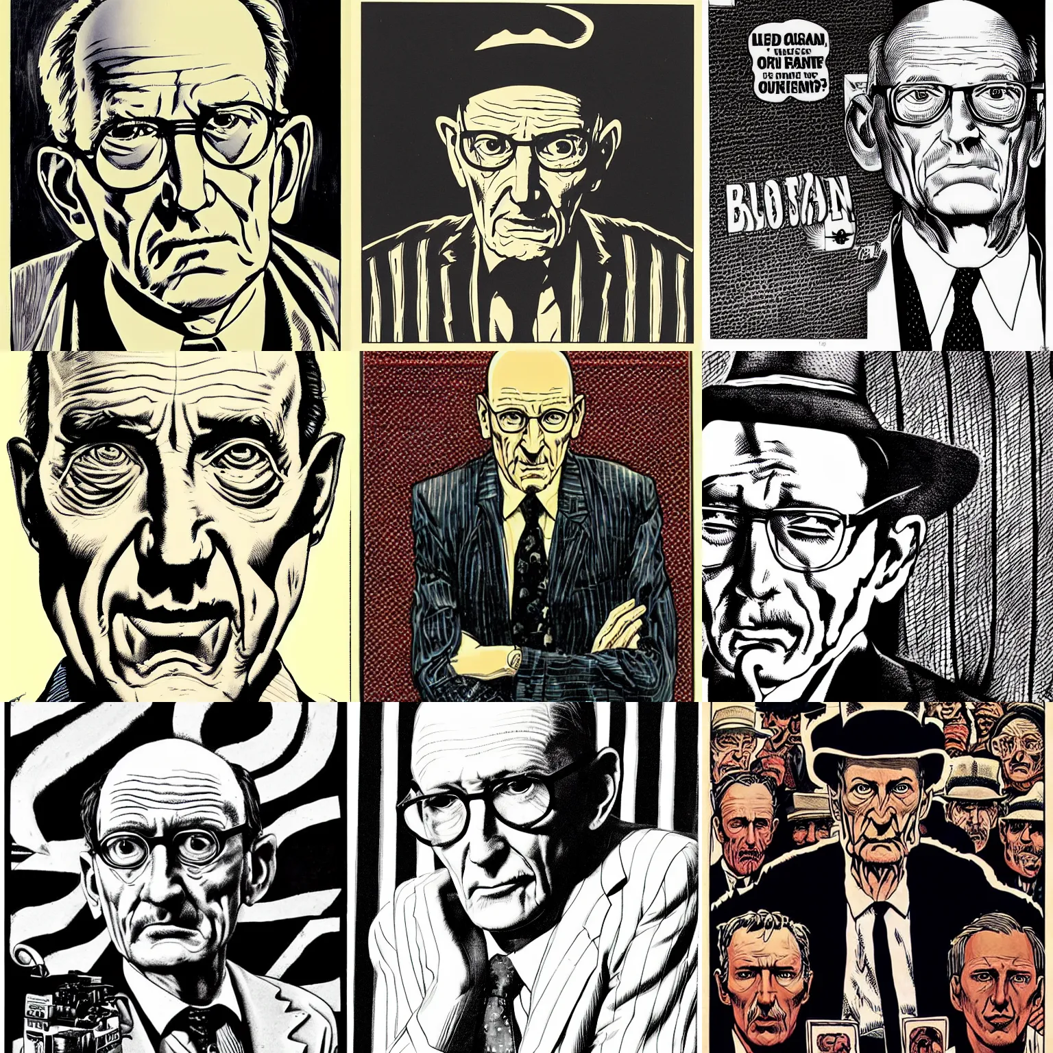 Prompt: William S Burroughs by Brian Bolland