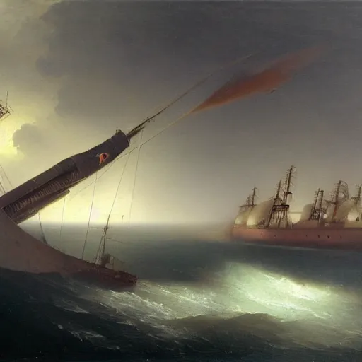 Image similar to uss submarine thresher painting by hubert robert ssn deckhouse skipjack aivazovsky detailed