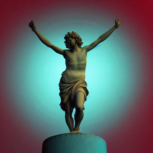 Image similar to a renaissance statue on a neon ring background, ray tracing, 3 d render, 8 k resolution, shar focus, hyper detailed, hyper realistic