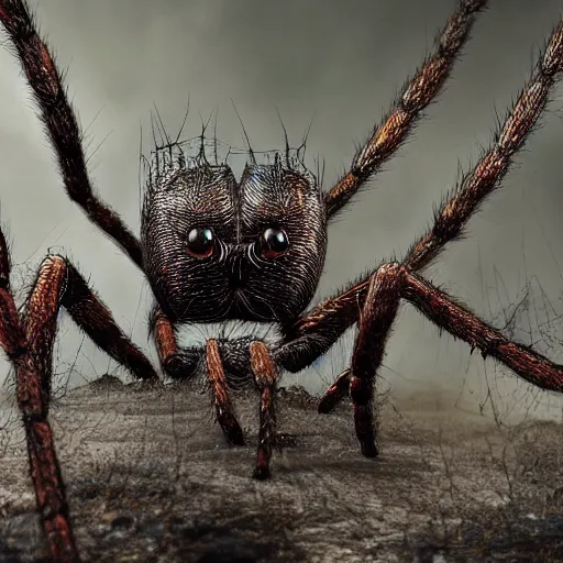 Image similar to giant spider with hundreds of baby spiders, arachnophobia, nightmare fuel. hyperrealistic. high definition. trending on artstation.