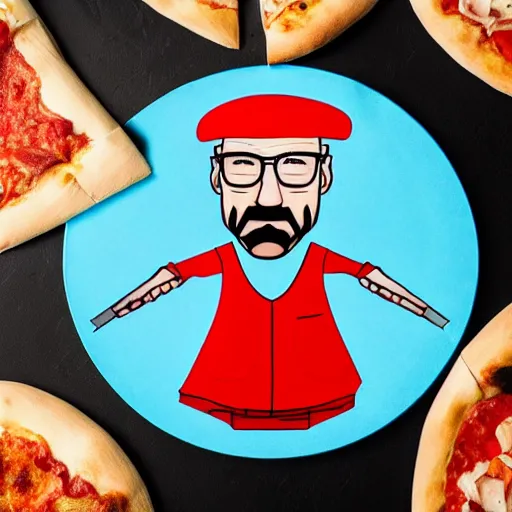 Image similar to pizza in the shape of walter white, promotional material, 4 k, professional photography