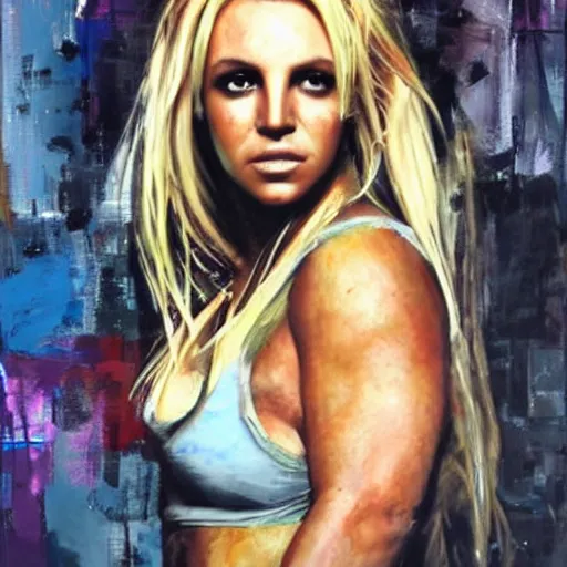 Image similar to britney spears and beyonce morphed together, hybrid, jeremy mann painting