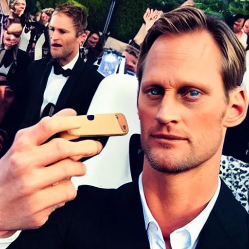 Image similar to alexander skarsgard taking a selfie