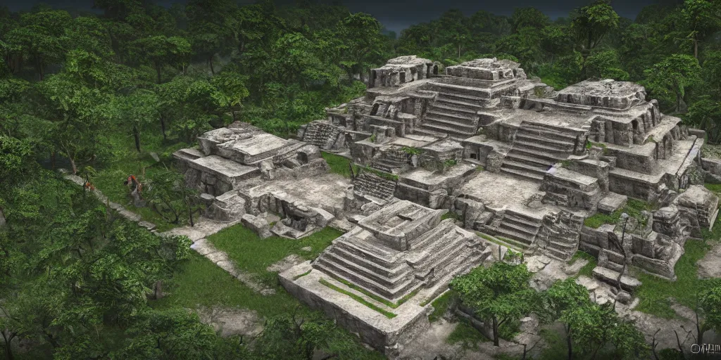 Image similar to palenque, ancient mayan city, unreal 5, hyperrealistic, realistic, photorealistic, dynamic lighting, highly detailed, cinematic landscape, studio landscape, studio lighting