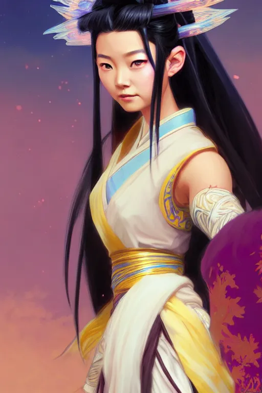 Prompt: Princess Yue from avatar the last airbender, rich vivid colors, fantasy, intricate, elegant, highly detailed, digital painting, artstation, concept art, matte, sharp focus, illustration, art by Artgerm and Greg Rutkowski and Alphonse Mucha