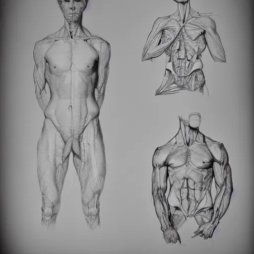 Image similar to artist anatomy sketches of male upper torso by George Bridgman